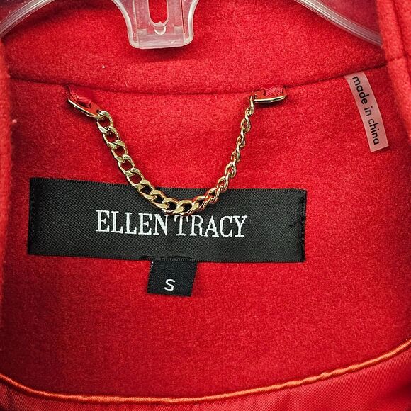 Ellen Tracy Red Coat Womens Size Small Wool Blend Vibrant Career Sophisticated - Picture 5 of 15